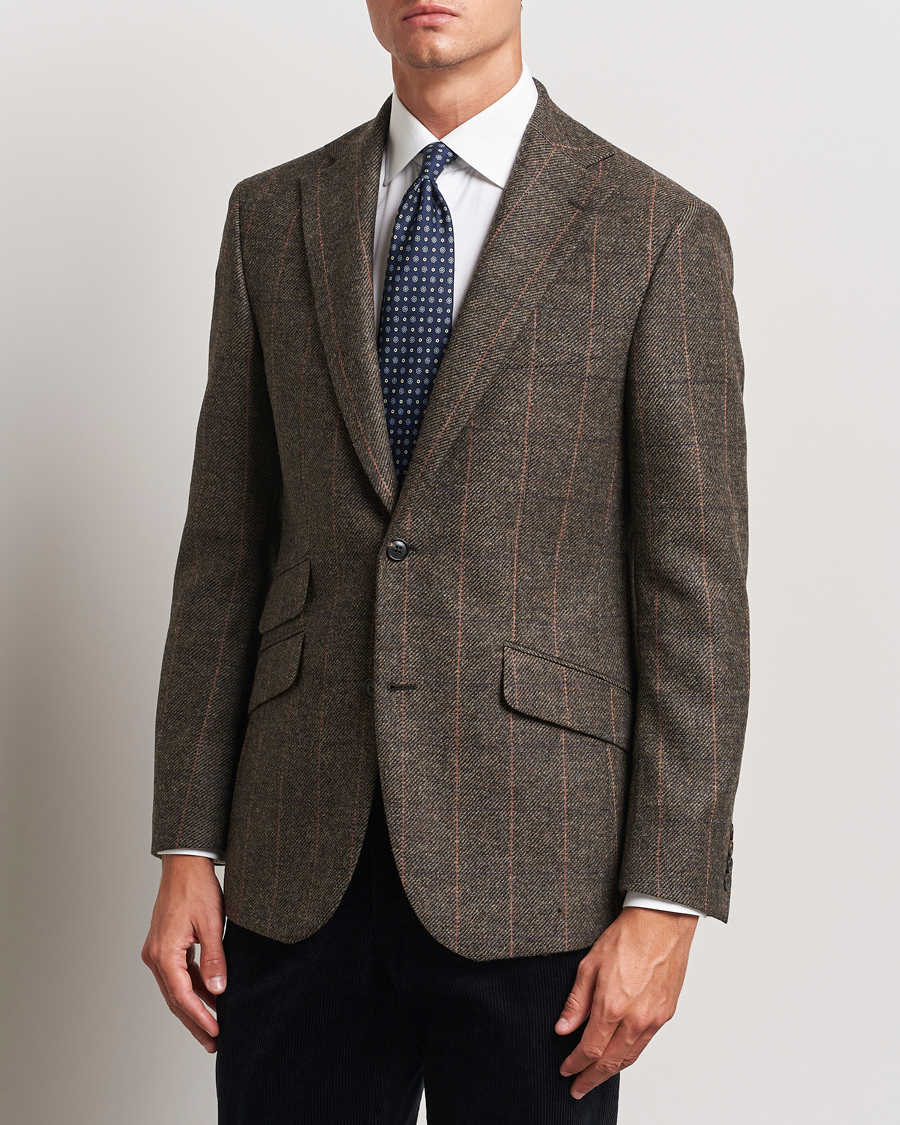 Uomini | Blazer in tweed | Walker Slater | Edward Lambswool Windowpane Blazer Brown