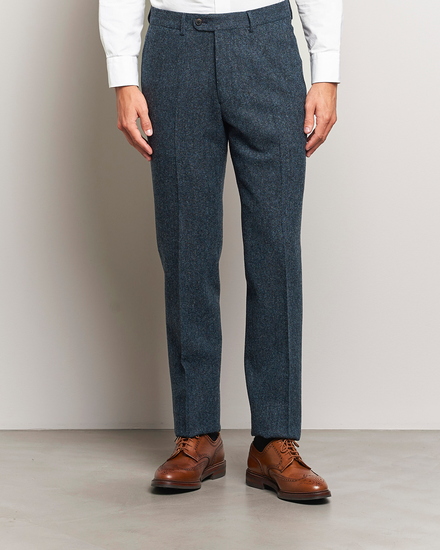 Uomini | Business casual | Walker Slater | Edward Wool Donegal Trousers Navy