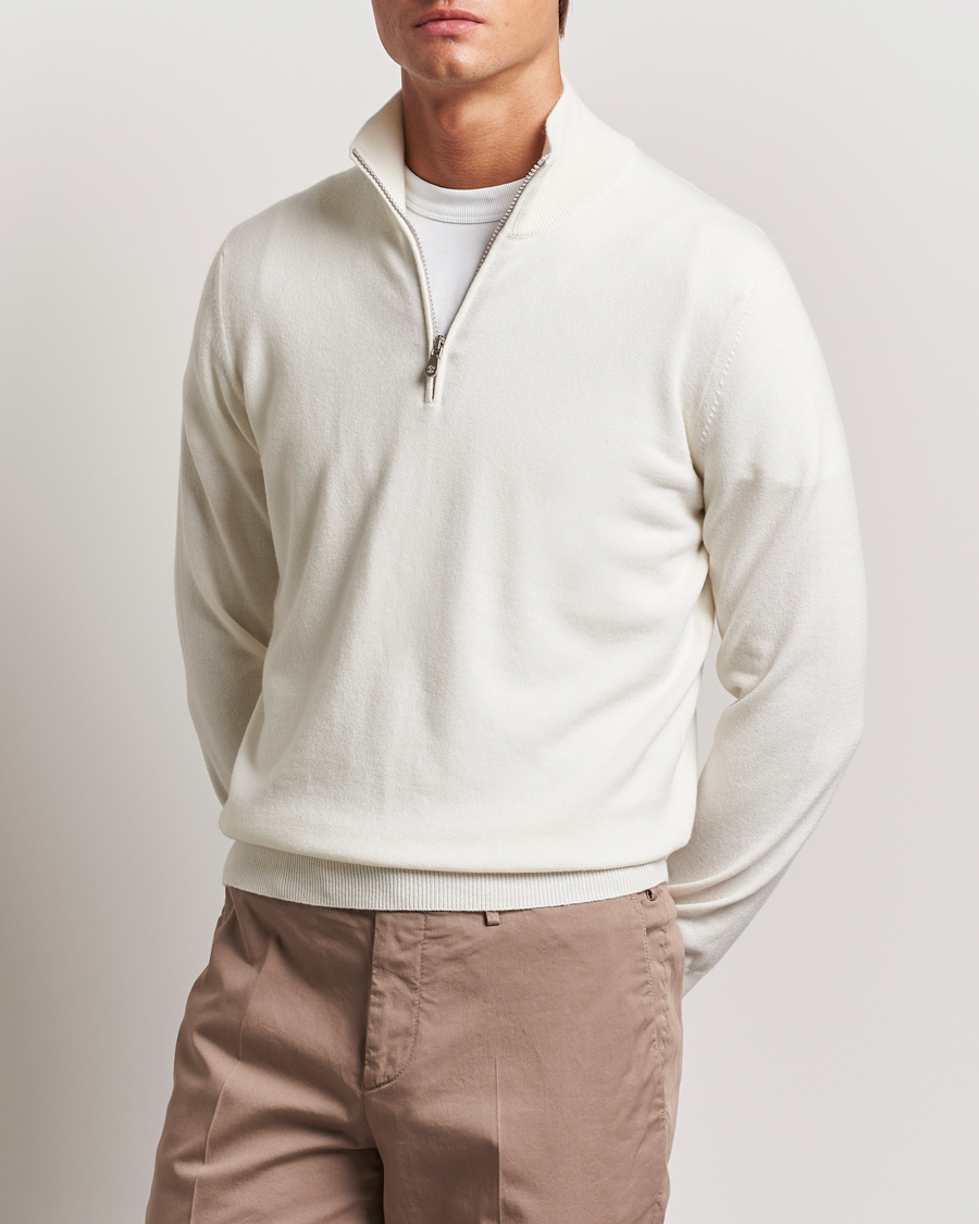 Uomini | Maglieria | Brunello Cucinelli | 2 Ply Cashmere Half Zip Panama