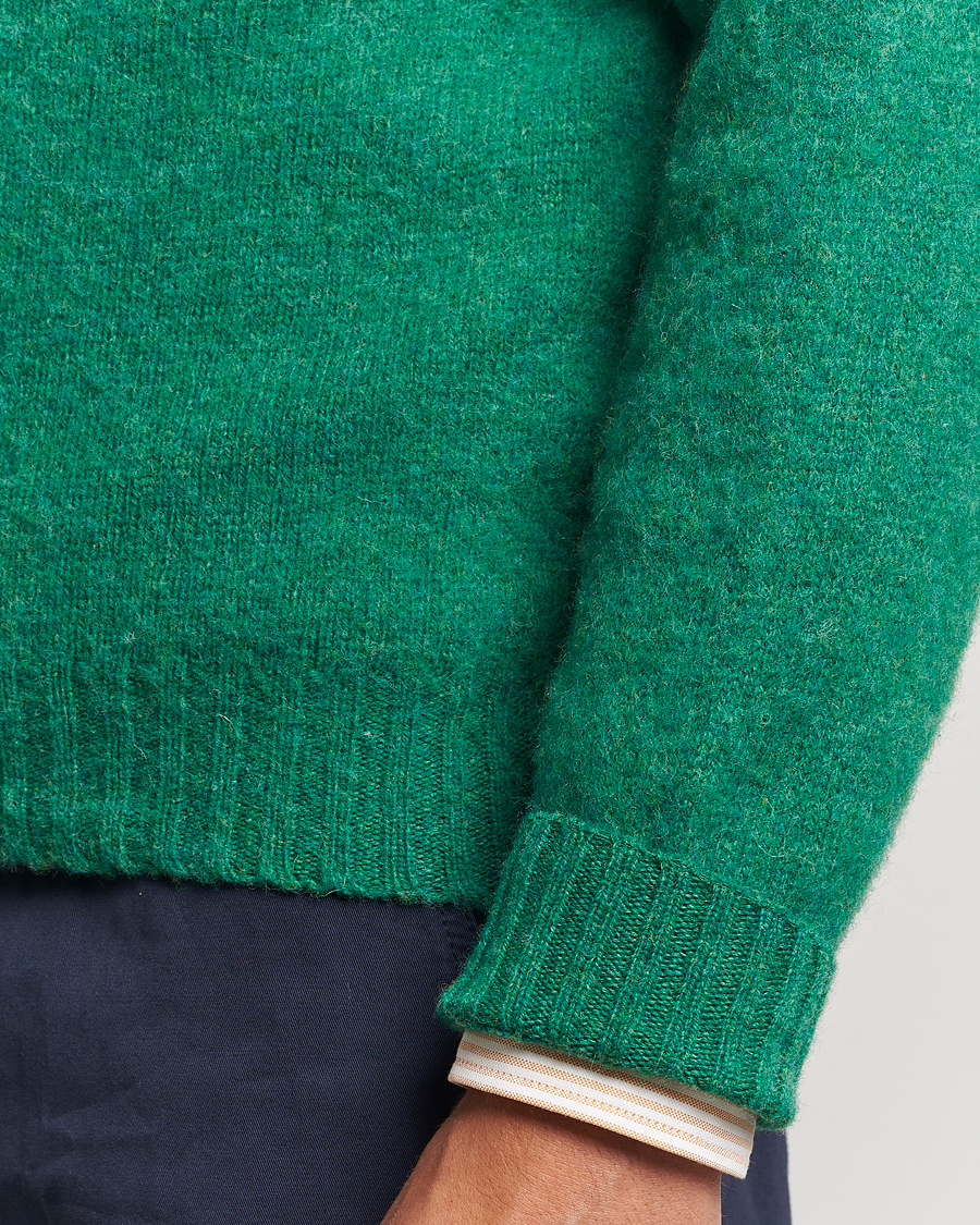Uomini | Maglieria | Drake's | Brushed Shetland Crew Pixie Green