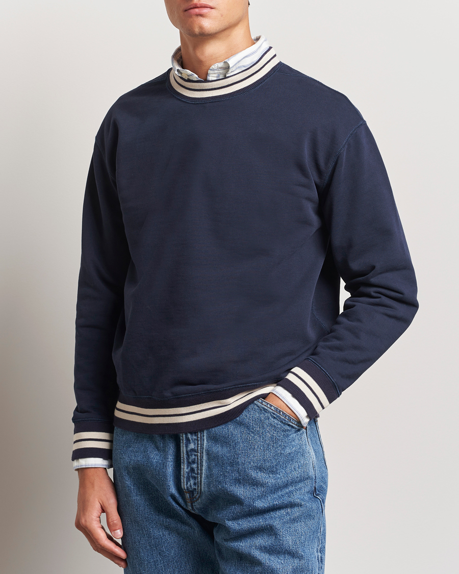 Uomini |  | Drake\'s | Striped Rib Sweatshirt Navy