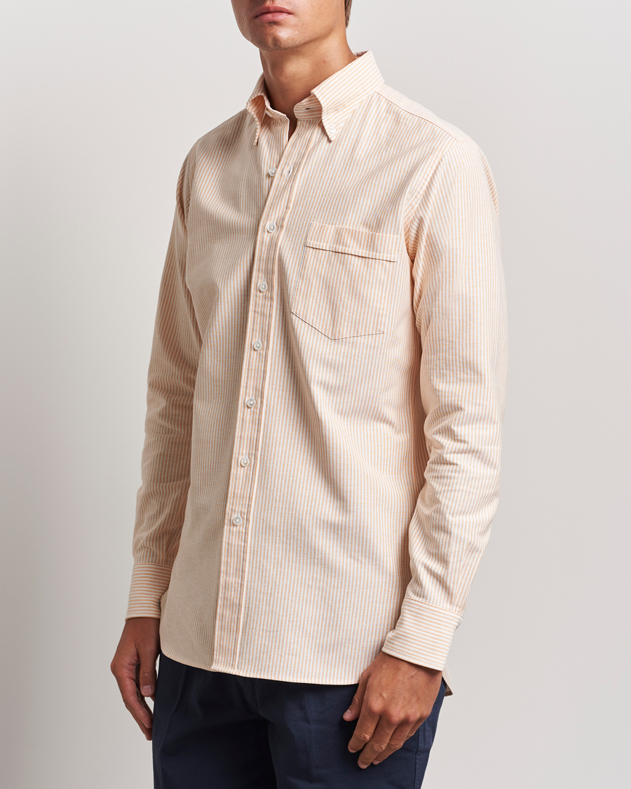 Uomini | Best of British | Drake\'s | Striped Button Down Oxford Shirt Orange