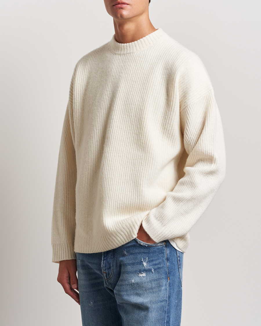 Uomini | Maglie a girocollo | Golden Goose | Brushed Rib Wool Sweater Heritage White