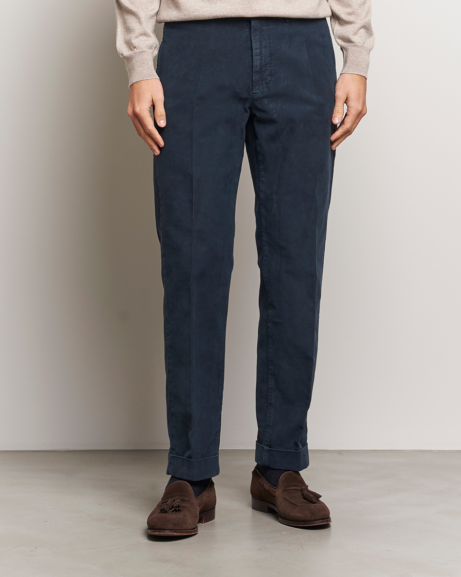 Uomini |  | Incotex | Regular Fit Moleskin Slacks Navy