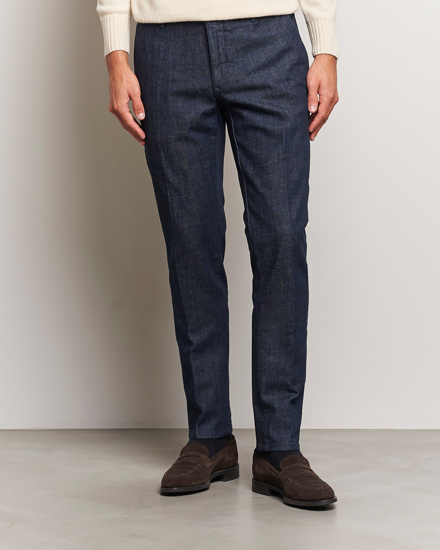 Uomini | Italian Department | Incotex | Slim Fit Denim Slacks Dark Blue