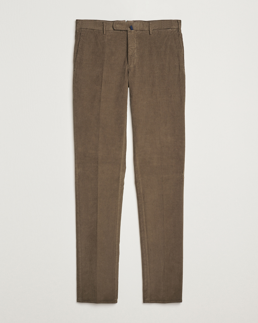 Uomini | Pantaloni | Incotex | Slim Fit Baby Corduroy Trousers Brown