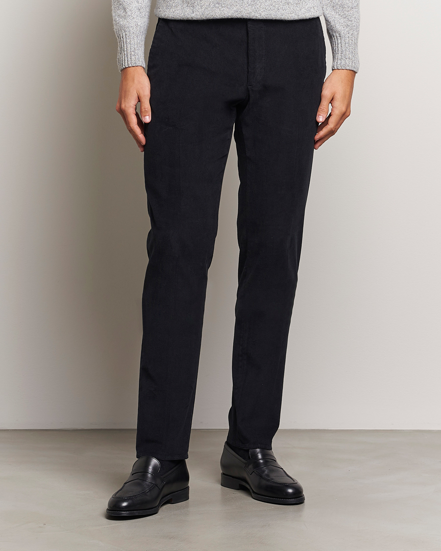 Uomini | Italian Department | Incotex | Slim Fit Baby Corduroy Trousers Navy