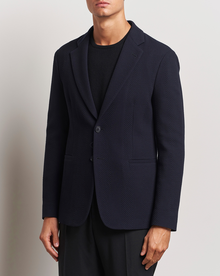 Uomini |  | Giorgio Armani | Chevron Wool Stretch Blazer Navy