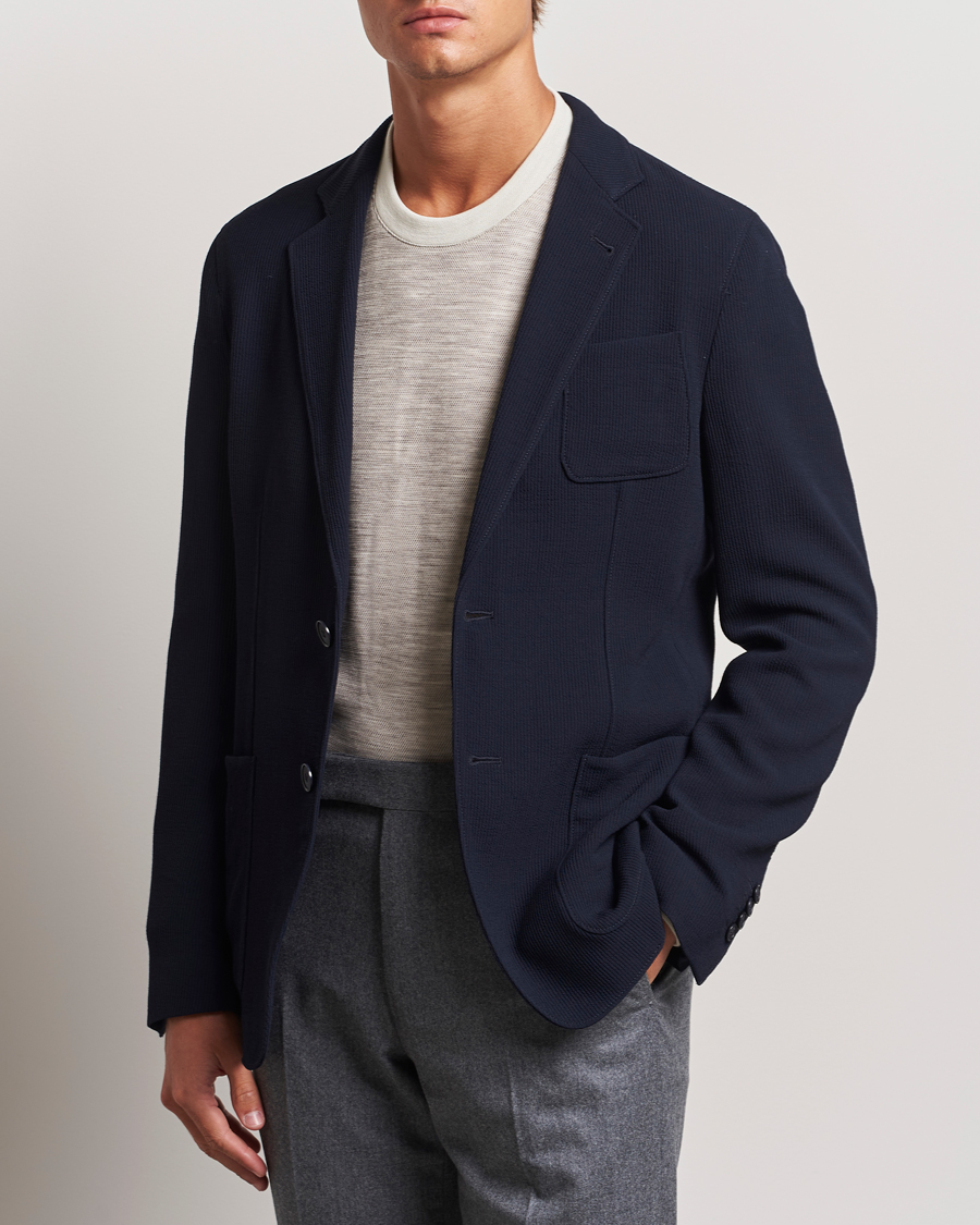 Uomini | Blazer di lana | Giorgio Armani | Stretch Wool Blazer Navy