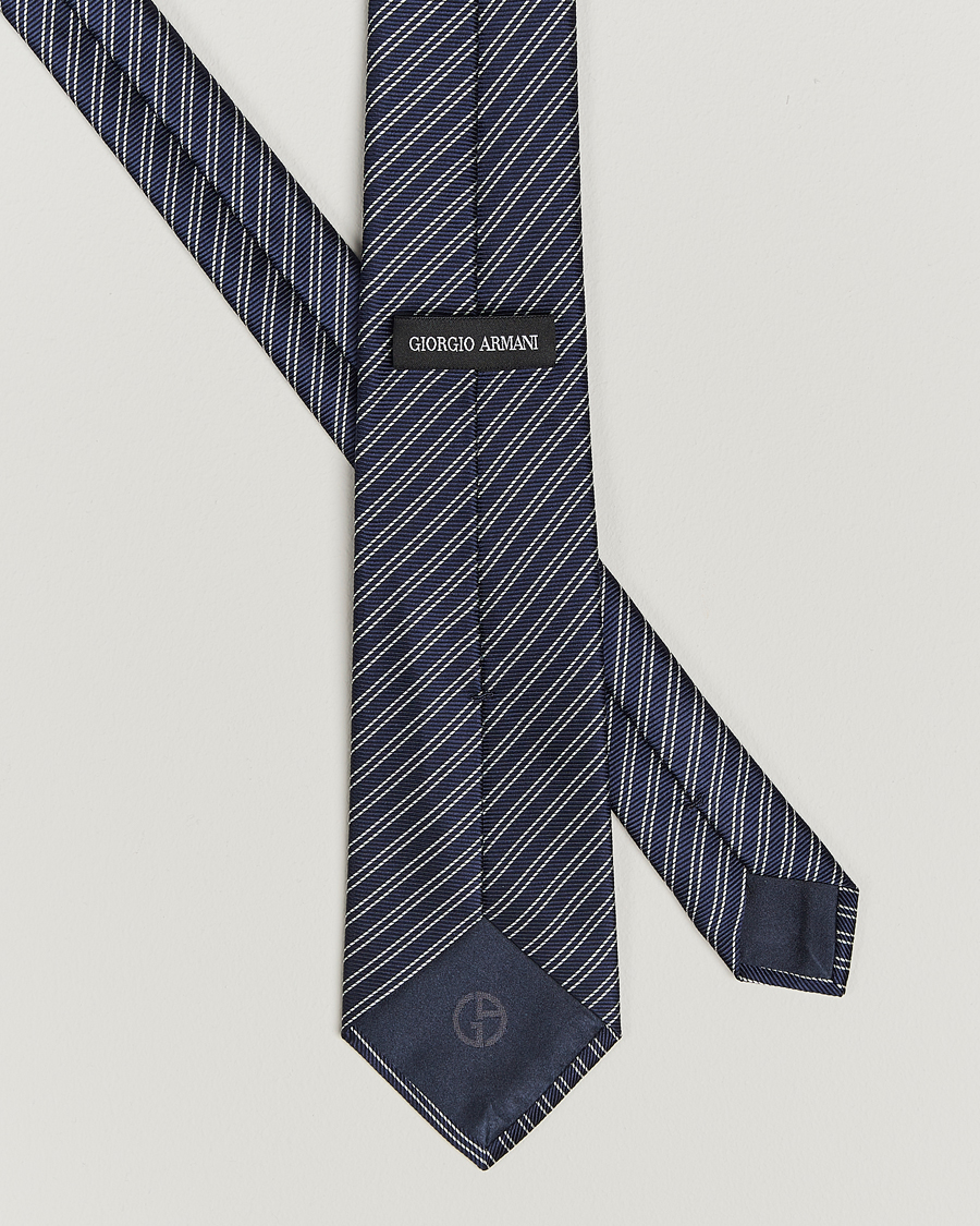 Uomini |  | Giorgio Armani | Striped Silk Tie Navy