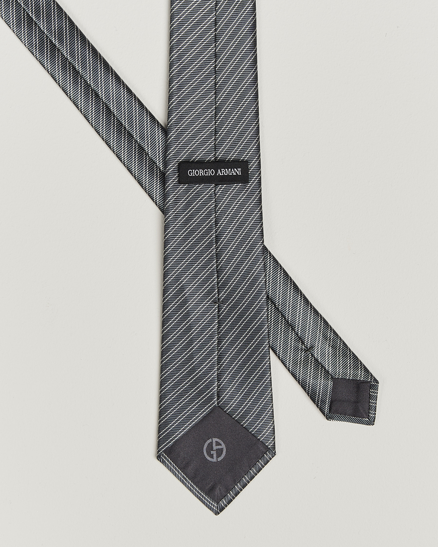 Uomini |  | Giorgio Armani | Striped Silk Tie Steel Grey