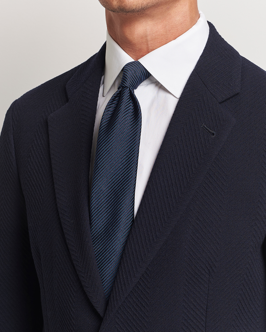 Uomini | Accessori | Giorgio Armani | Jacquard Twill Silk Tie Navy