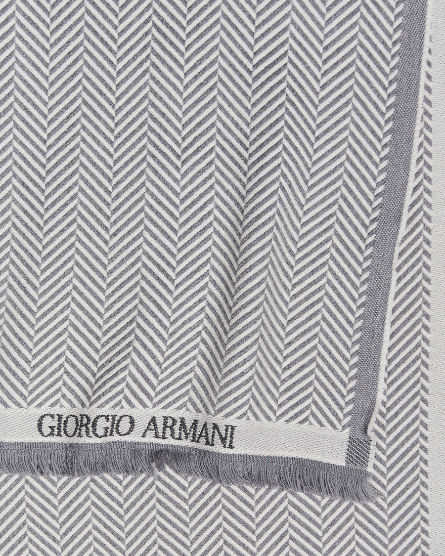 Uomini |  | Giorgio Armani | Wool Chevron Scarf Light Grey