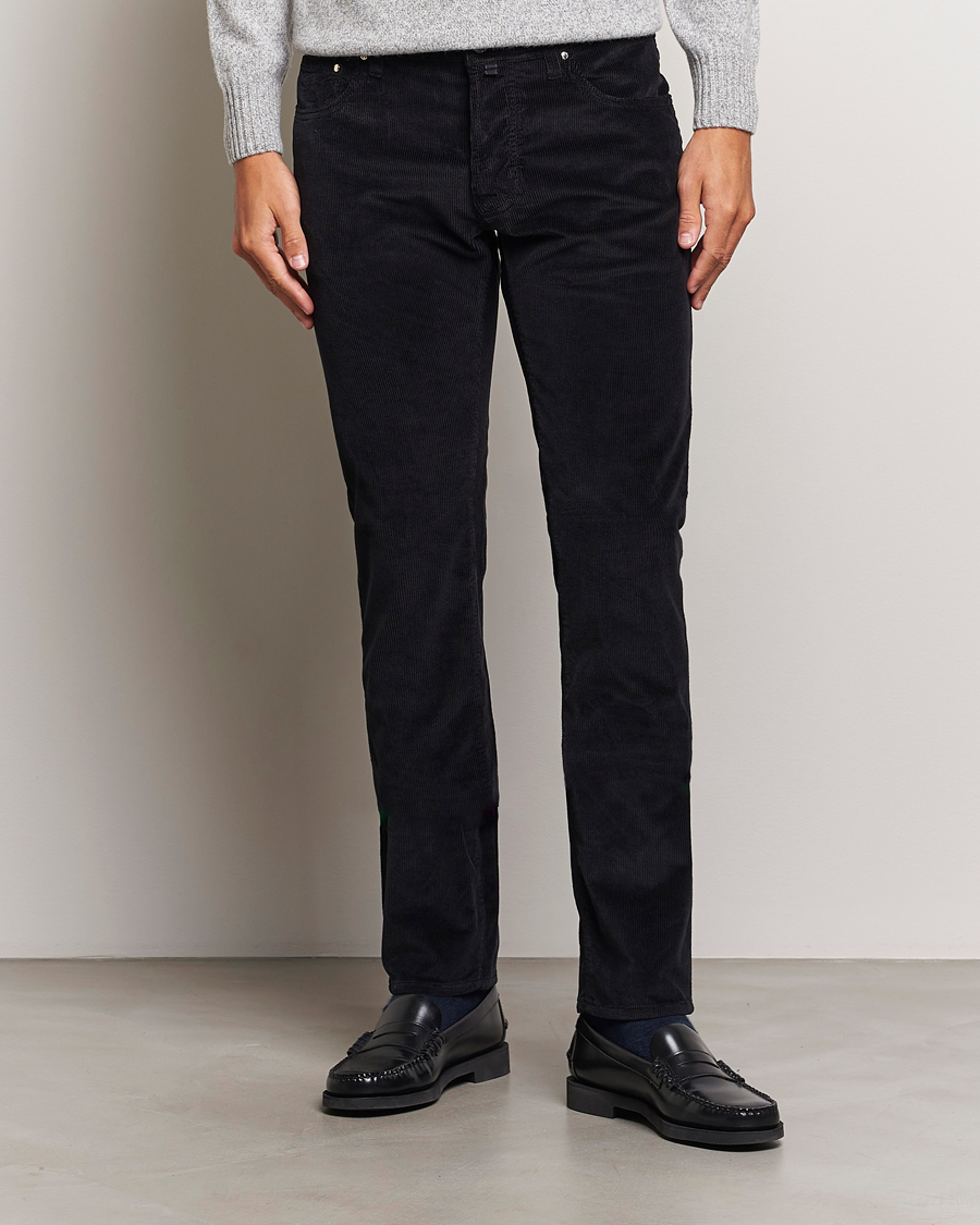 Uomini | Italian Department | Jacob Cohën | Bard 5-Pocket Medium Corduroy Trousers Black