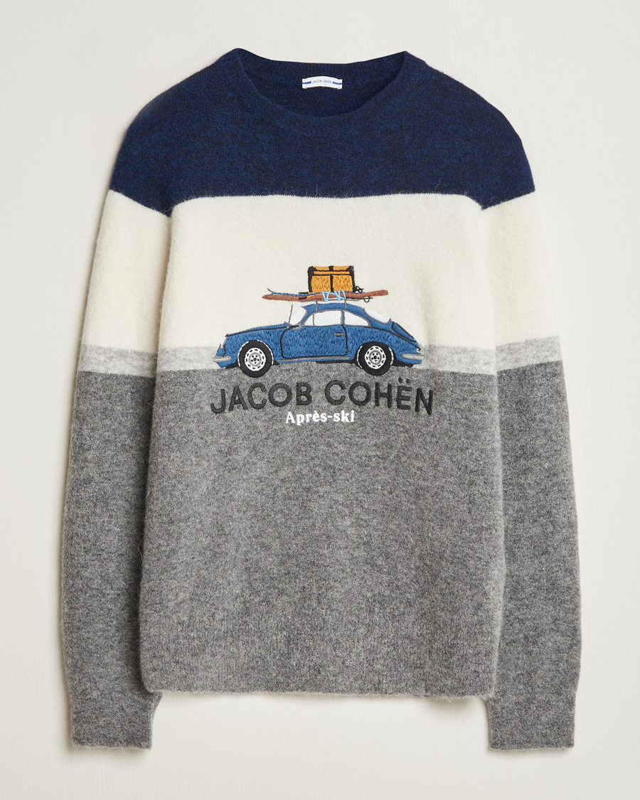 Uomini | Maglieria | Jacob Cohën | Alpaca/Wool Embrodery Sweater Blue/White/Grey