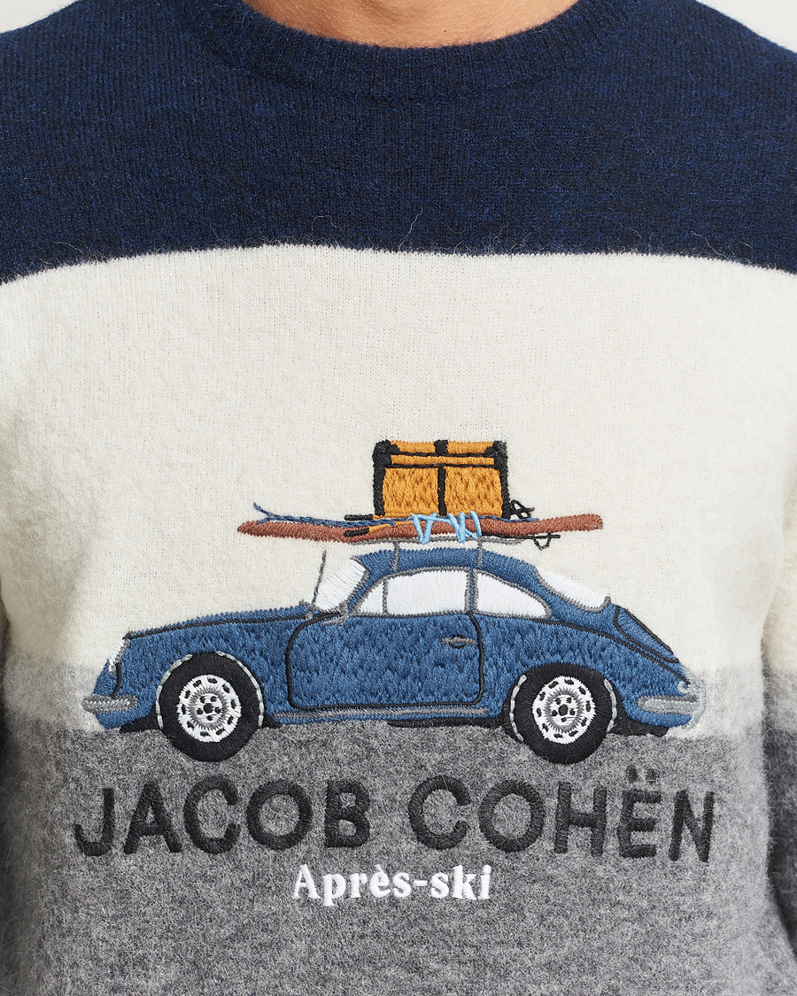 Uomini | Maglieria | Jacob Cohën | Alpaca/Wool Embrodery Sweater Blue/White/Grey