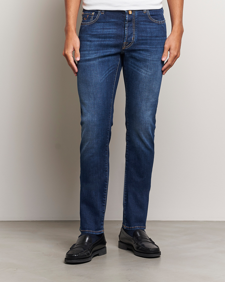 Uomini | Italian Department | Jacob Cohën | Bard Slim Fit Stretch Jeans Mid Blue