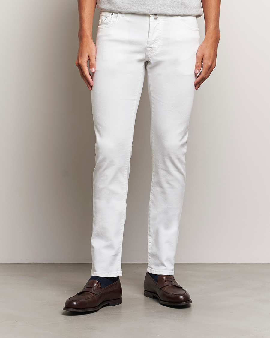 Uomini | Jeans bianchi | Jacob Cohën | Nick Slim Fit Streatch Jeans White