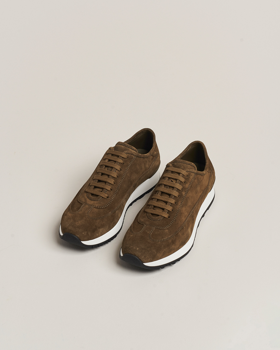 Uomini | John Lobb | John Lobb | Foundry Running Sneakers Olive Suede