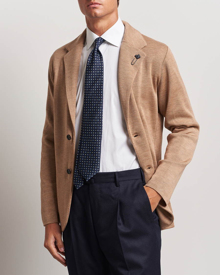 Uomini | Blazer di maglia | Lardini | Knitted Wool Blazer Beige