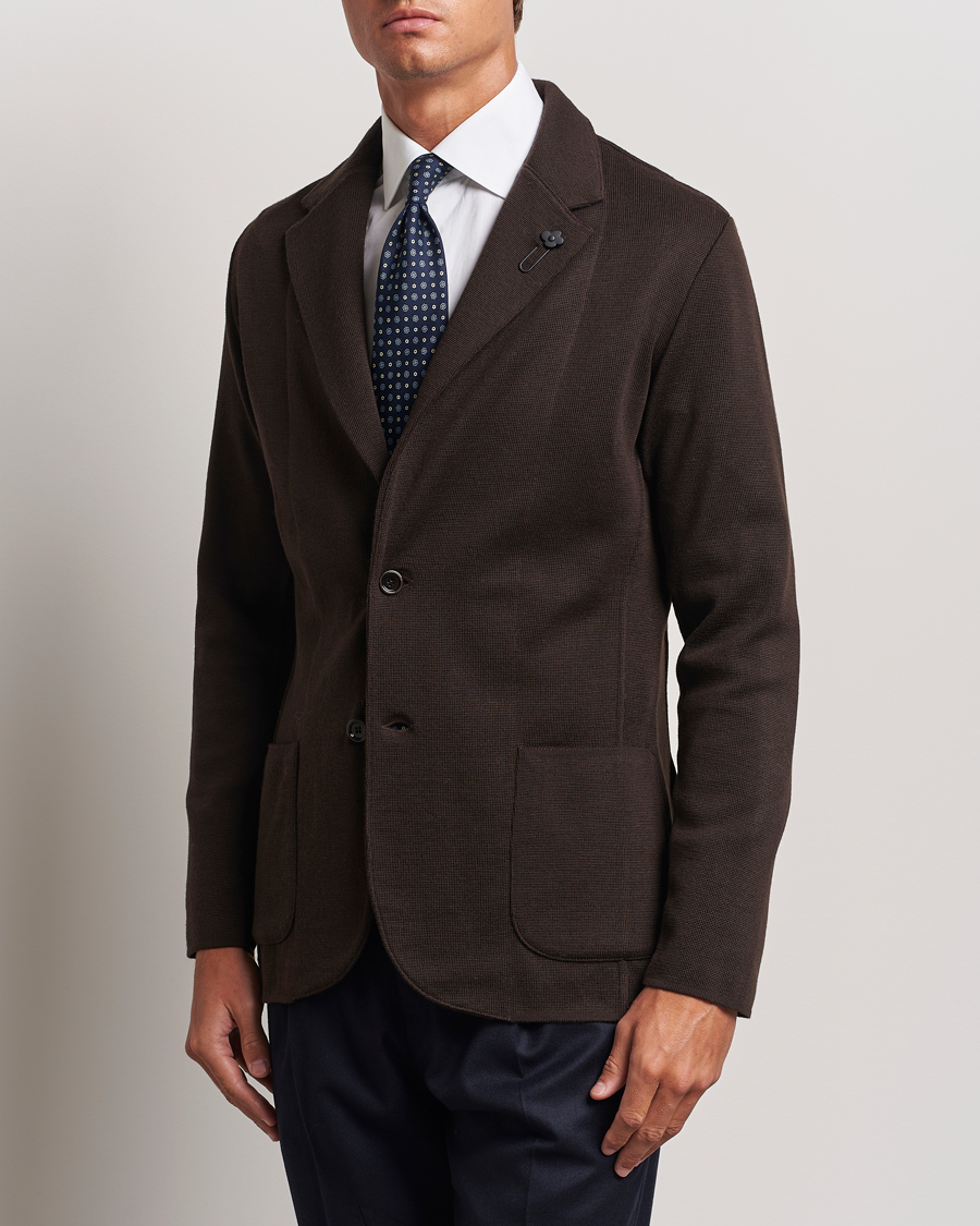 Uomini | Blazer di maglia | Lardini | Knitted Wool Blazer Brown