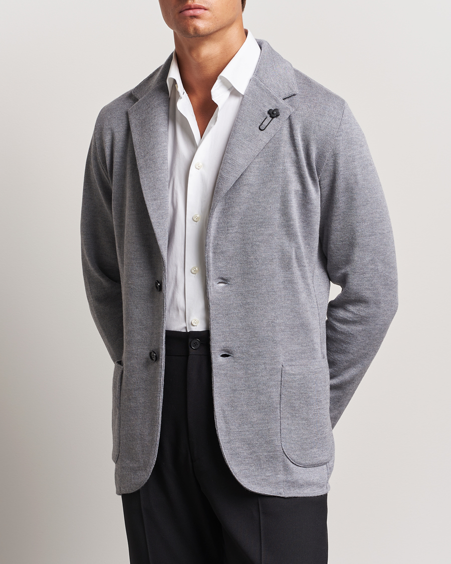 Uomini | Blazer di maglia | Lardini | Knitted Wool Blazer Grey