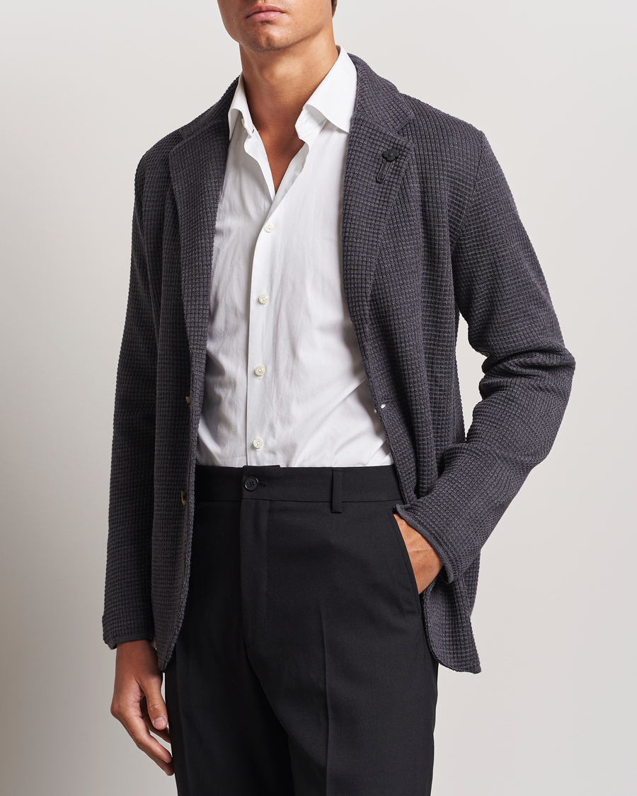 Uomini | Italian Department | Lardini | Knitted Structure Wool Blazer Dark Grey