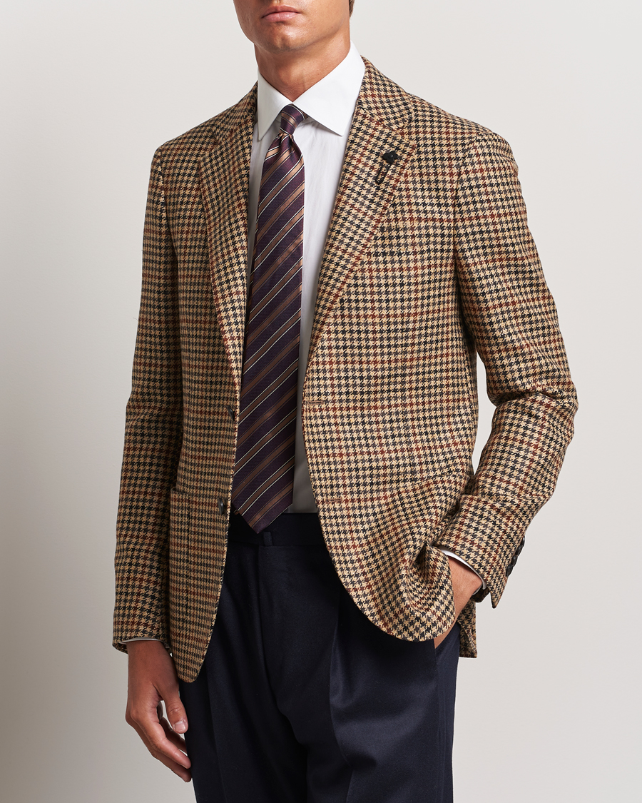 Uomini | Lardini | Lardini | Checked Wool/Cashmere Blazer Beige/Brown