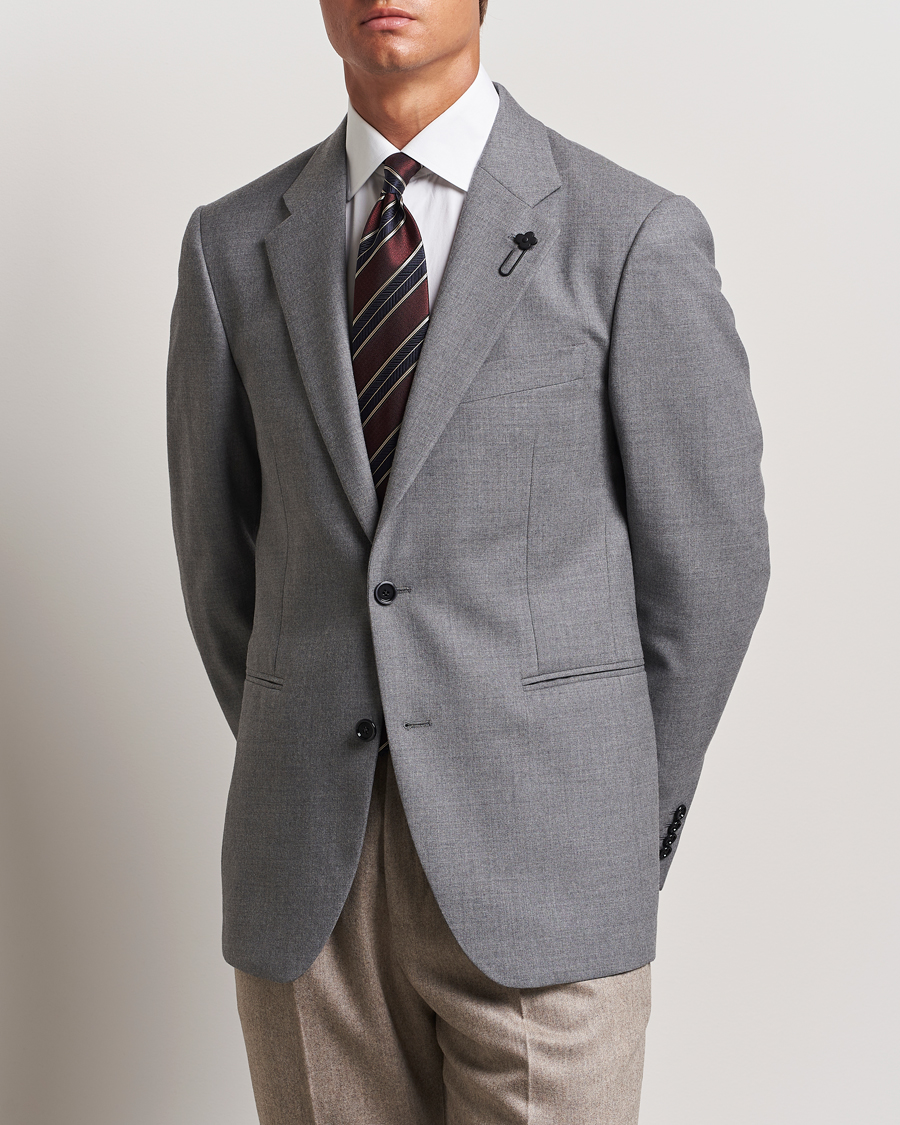 Uomini | Italian Department | Lardini | Wool Flannel Blazer Light Grey