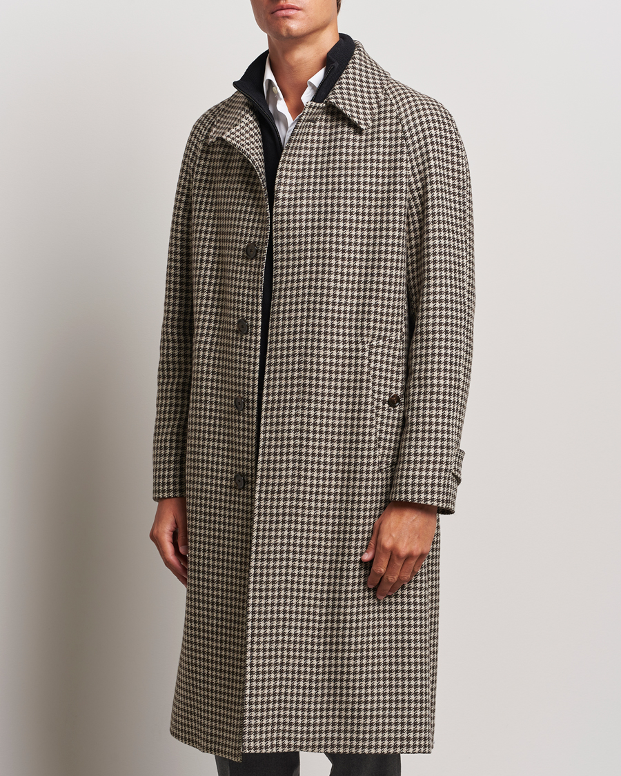 Uomini | Cappotti | Lardini | Houndstooth Wool/Cashmere Coat Brown