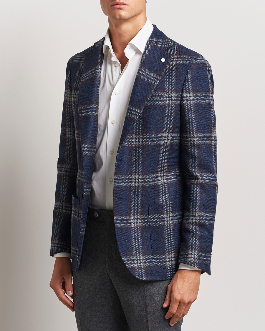 Uomini | Blazer di lana | L.B.M. 1911 | Jack Regular Checked Wool Blazer Navy