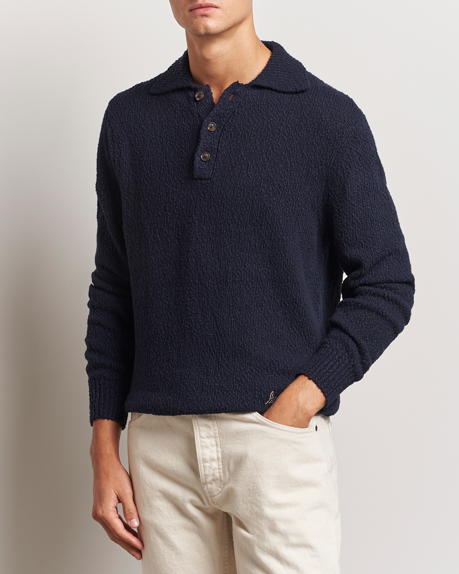 Uomini |  | LES DEUX | Errol Cotton Rugby Knit Dark Navy