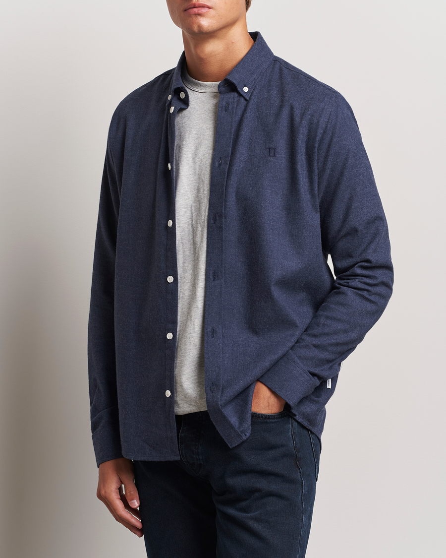 Uomini | LES DEUX | LES DEUX | Dessert Reg Shirt Dark Navy Melange