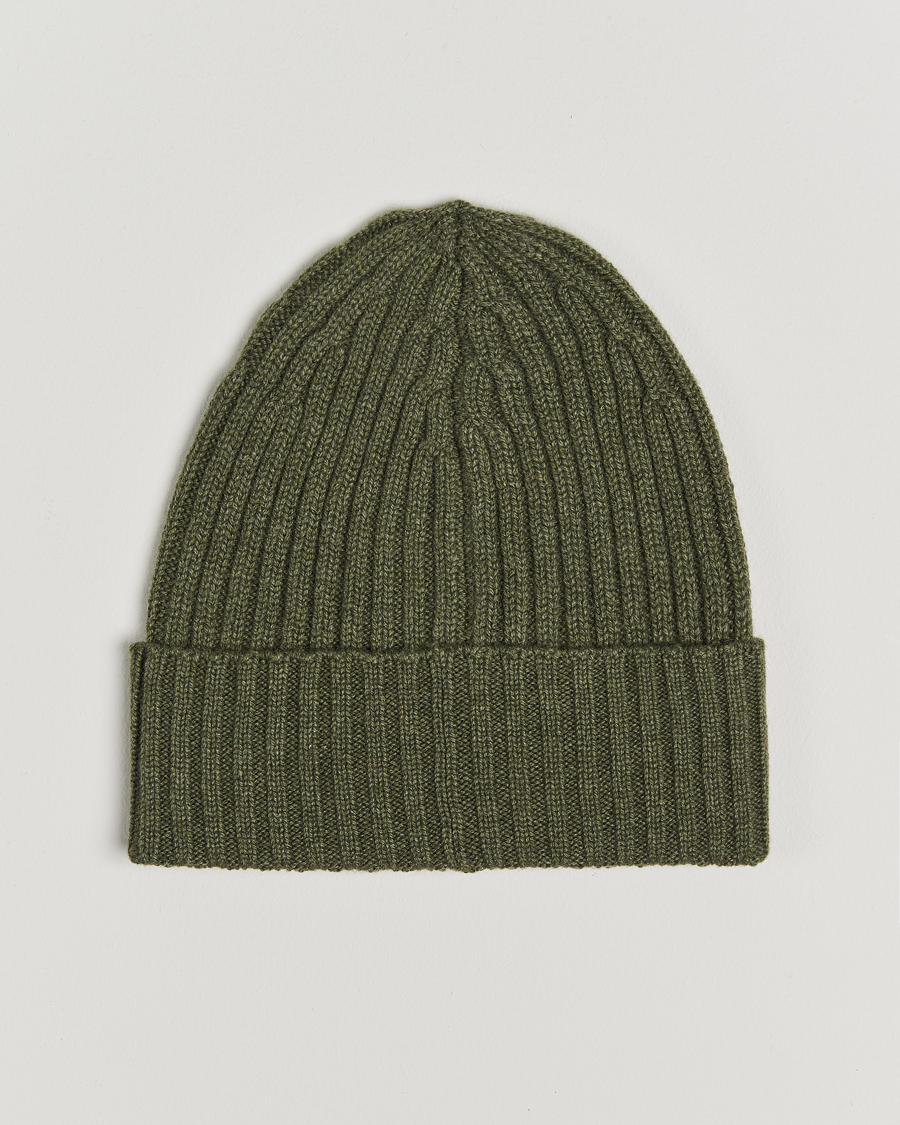 Uomini |  | Piacenza Cashmere | Ribbed Cashmere Beanie Olive