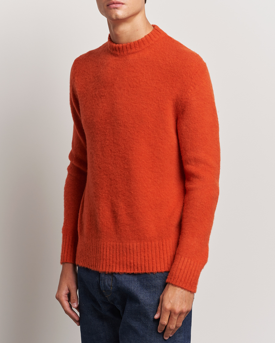 Uomini | Maglie a girocollo | Piacenza Cashmere | Brushed Wool Crew Neck Orange