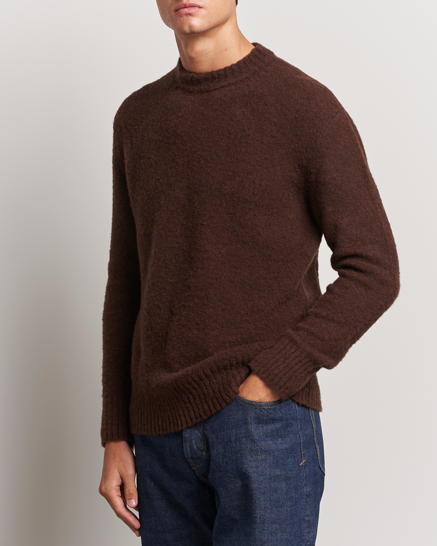 Uomini | Maglieria | Piacenza Cashmere | Brushed Wool Crew Neck Dark Brown