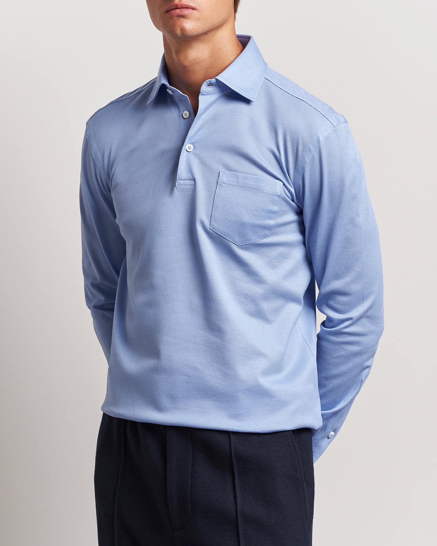 Uomini | Polo | Ralph Lauren Purple Label | Long Sleeve Polo Light Blue