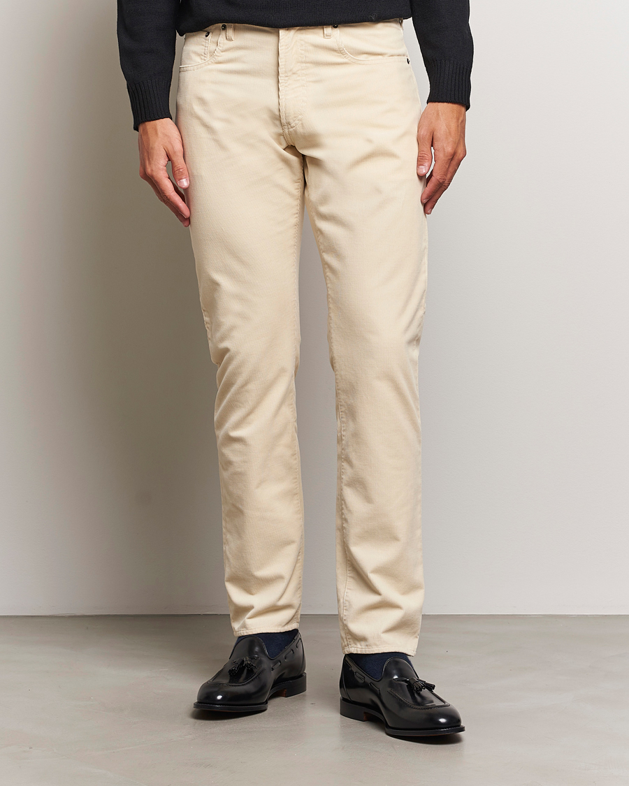 Uomini | Pantaloni a coste | Ralph Lauren Purple Label | Slim Fit 5-Pocket Corduroy Pants Cream