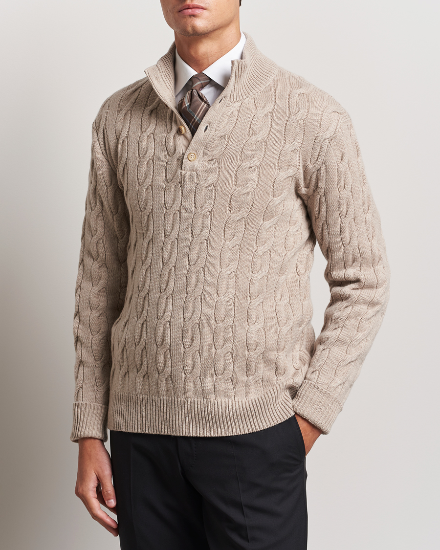 Uomini |  | Ralph Lauren Purple Label | Cashmere Cable Half Zip Beige