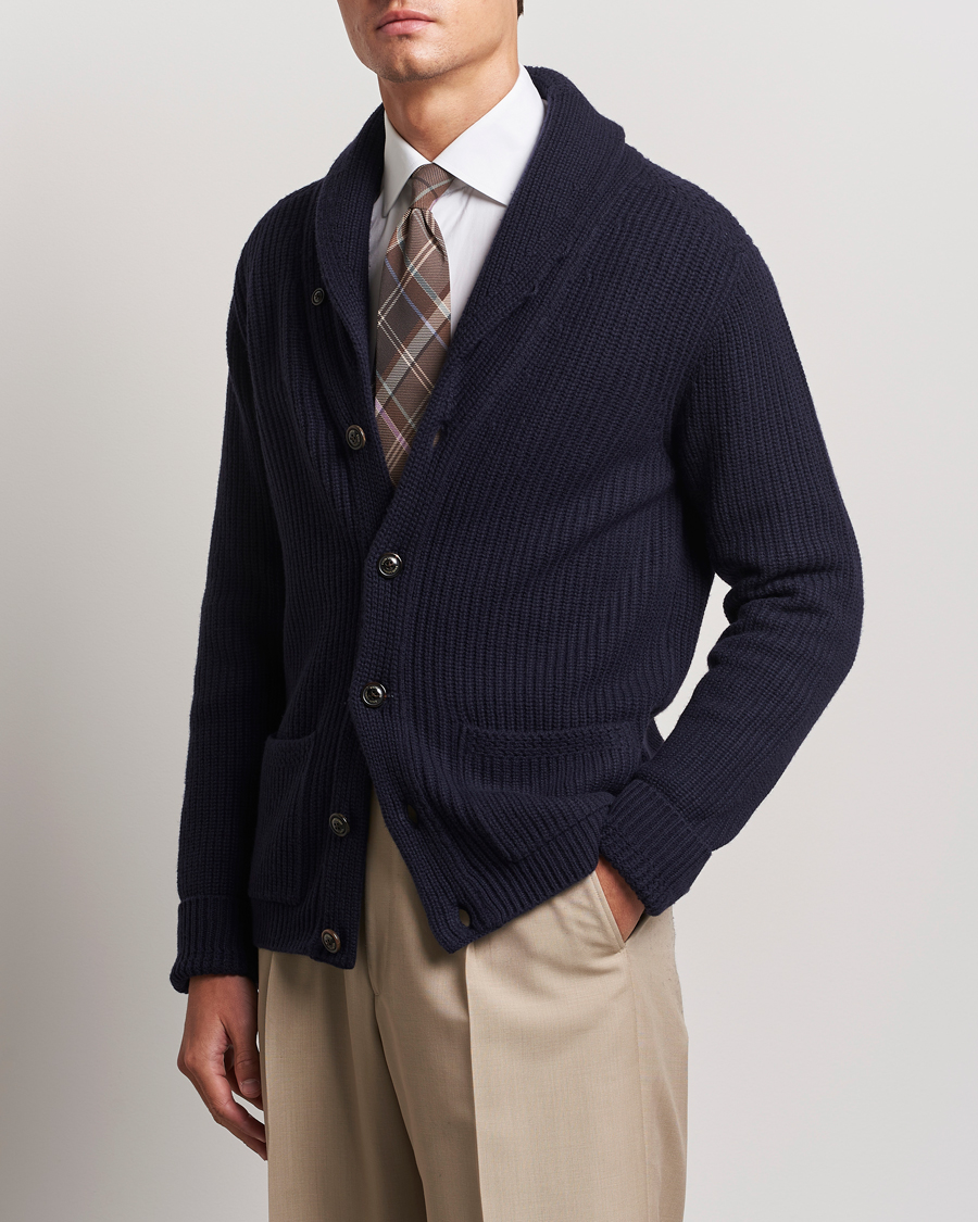 Uomini |  | Ralph Lauren Purple Label | Cashmere Shawl Cardigan Navy