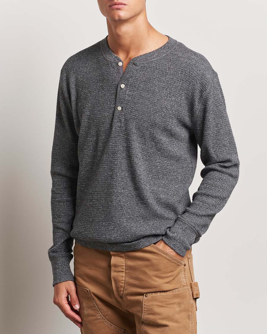 Uomini |  | RRL | Long Sleeve Henley Charcoal Heather