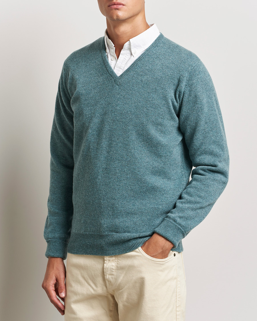 Uomini | Maglieria | William Lockie | Rob Lambswool V-Neck Caspian