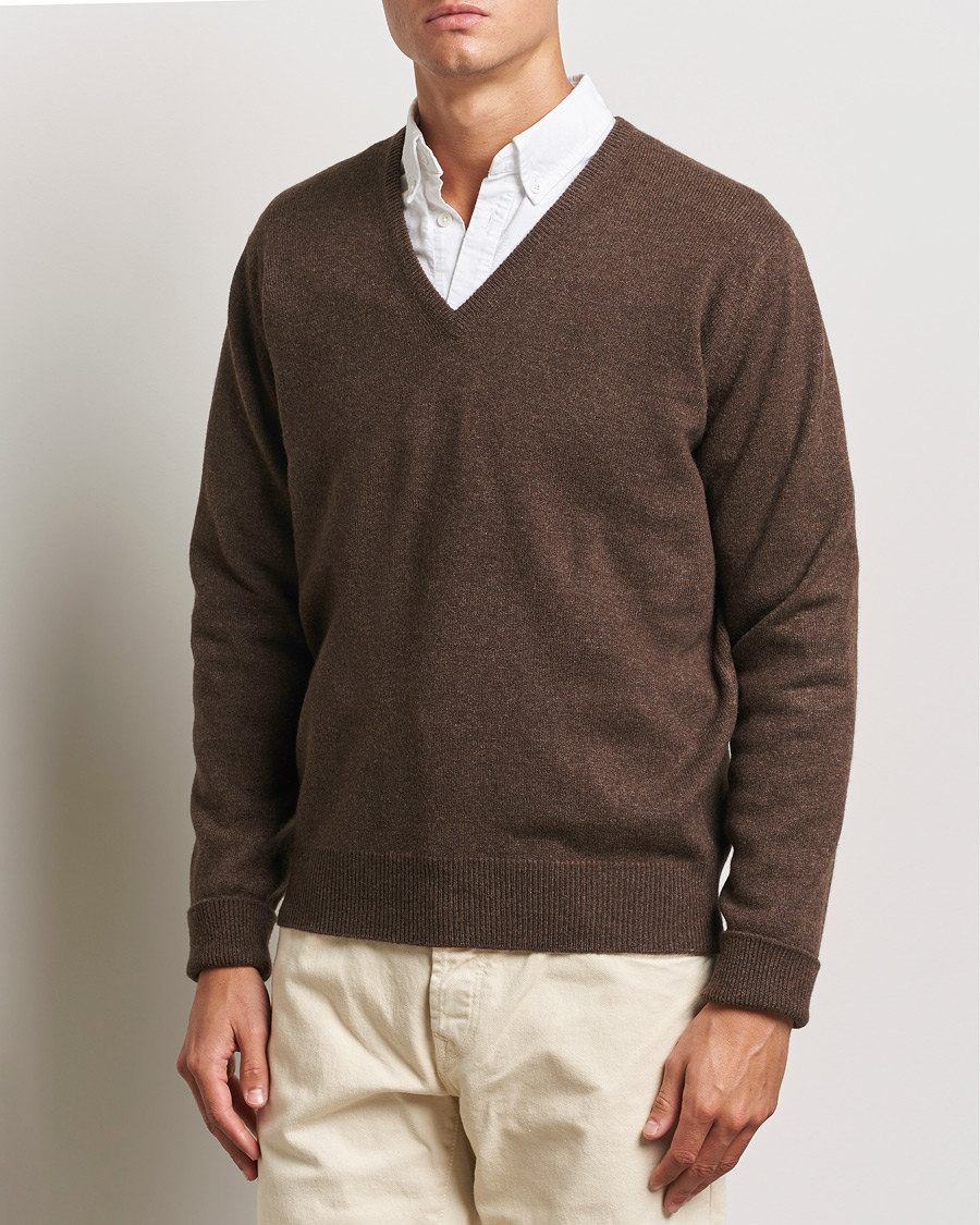 Uomini | Maglieria | William Lockie | Rob Lambswool V-Neck Mocha