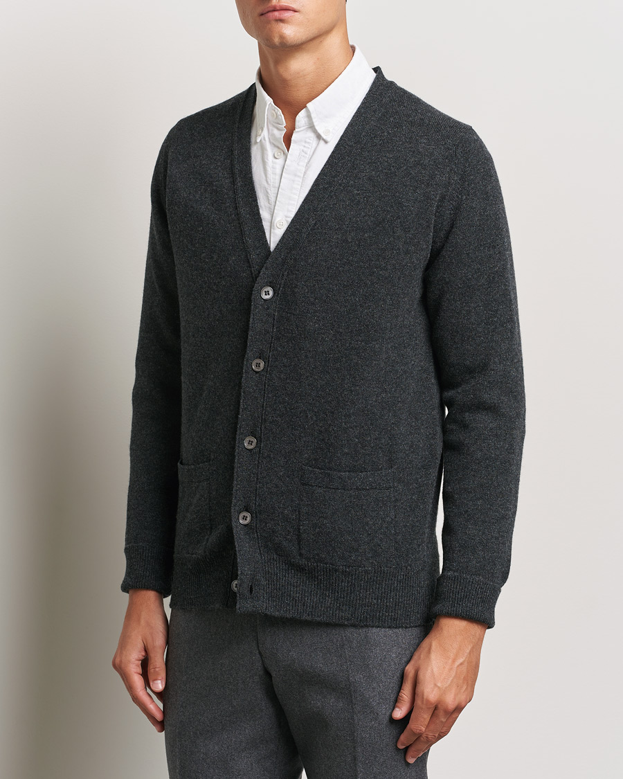 Uomini | Cardigan | William Lockie | Rob Lambswool Cardigan Charcoal