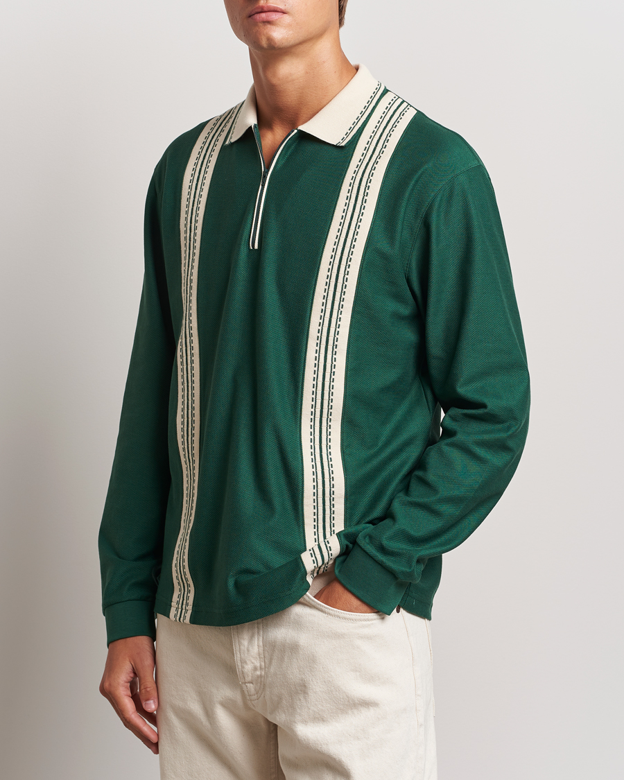 Uomini |  | Palmes | Rio Long Sleeve Zip Polo Dark Green