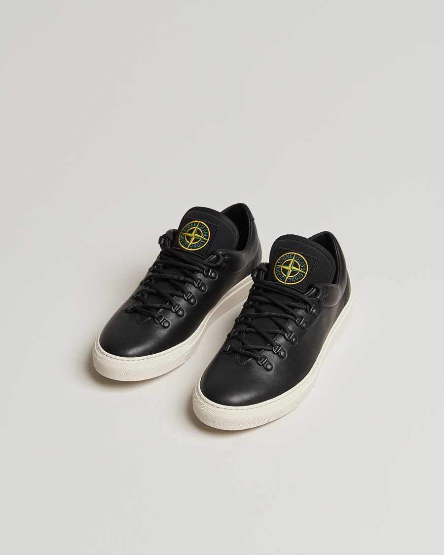 Uomini | Sneakers nere | Stone Island | Leather Snekers Black