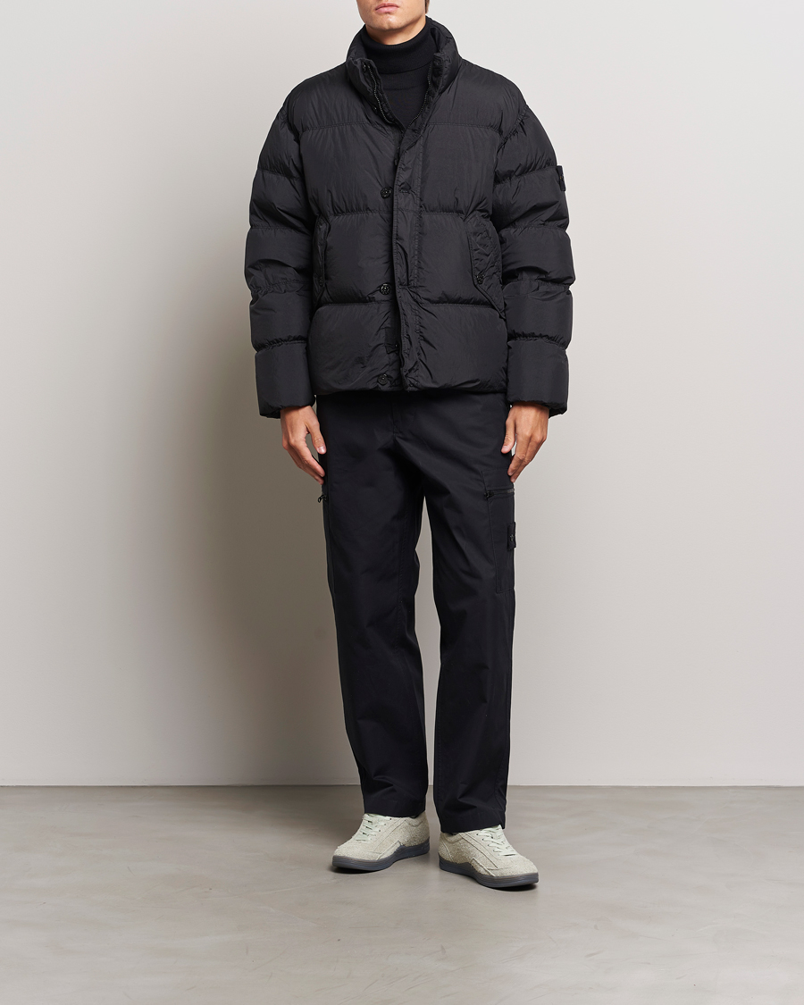 Uomini | Giacche | Stone Island | Garment Dyed Recycled Nylon Down Jacket Black
