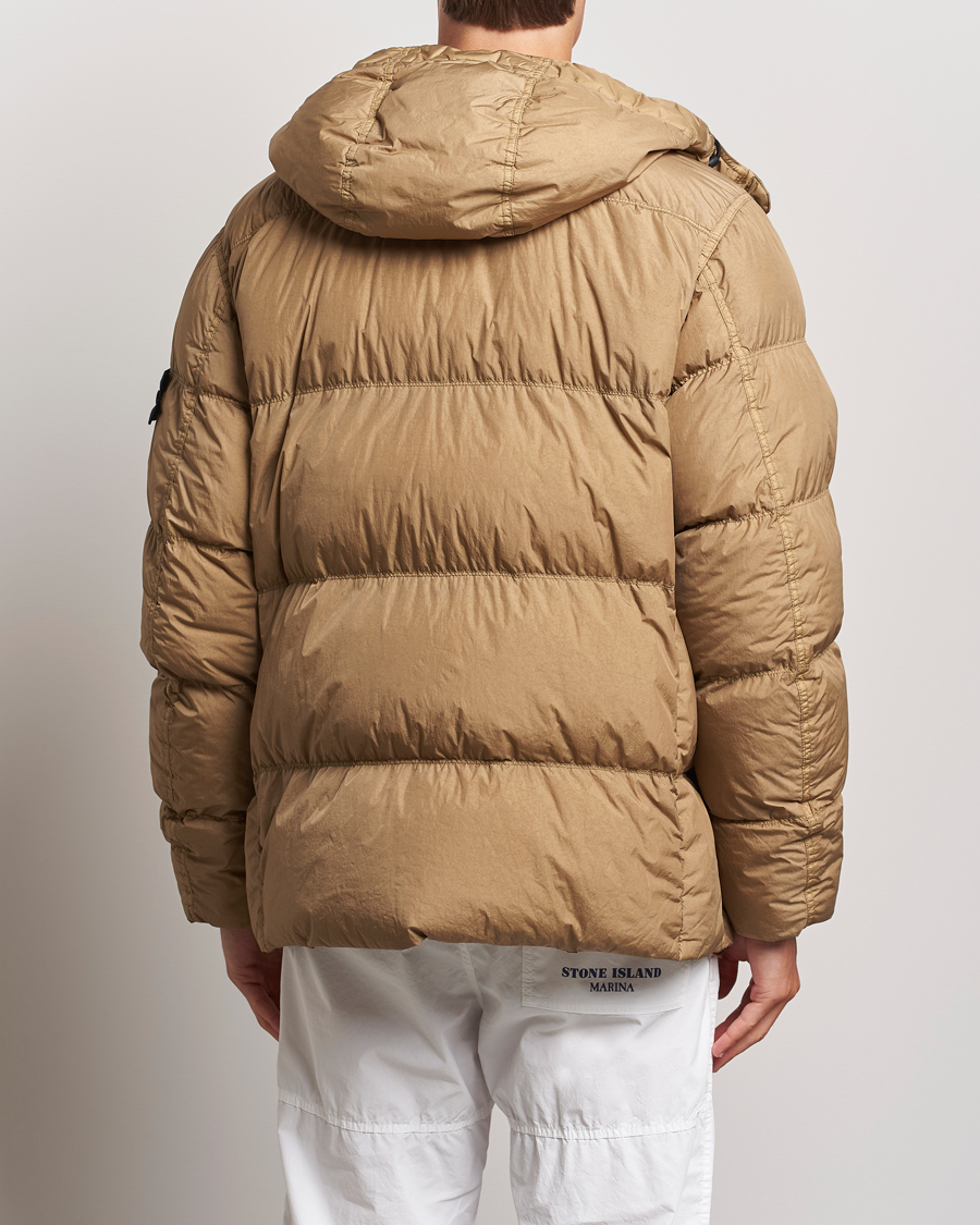 Uomini | Giacche | Stone Island | Garment Dyed Recycled Nylon Down Hooded Jacket Biscuit