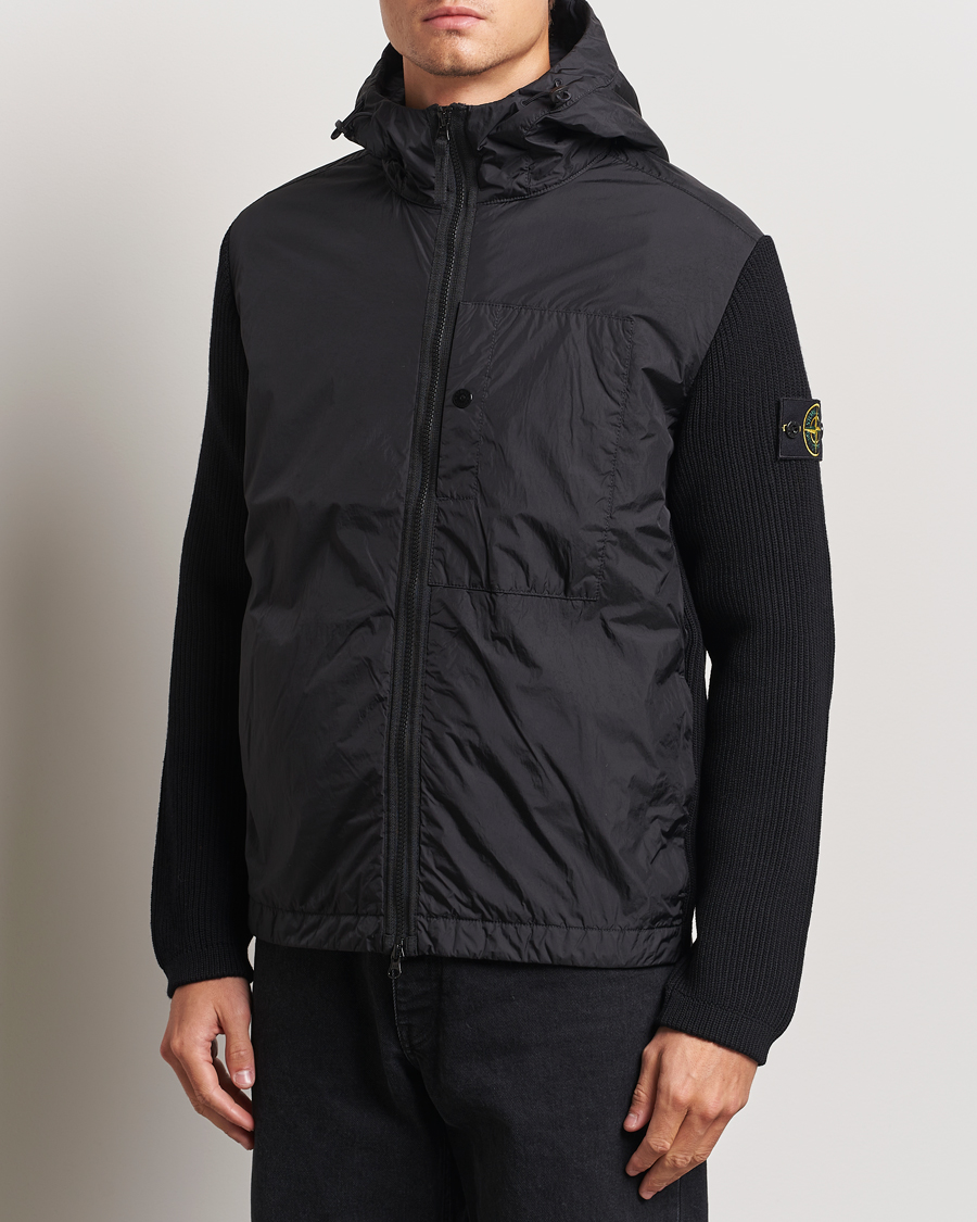 Uomini |  | Stone Island | Crinkle Reps Hybrid Wool Jacket Black