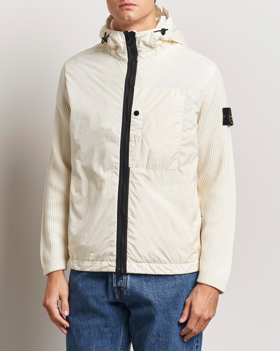 Uomini |  | Stone Island | Crinkle Reps Hybrid Wool Jacket Natural